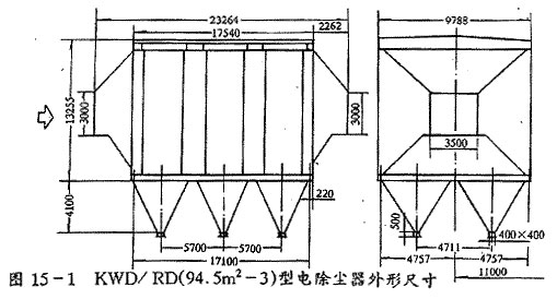 KWD/RD宽间距静电除尘器外形尺寸