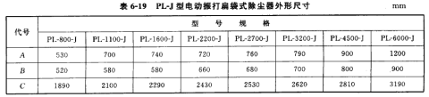 PL*J型电动振打扁维式除尘器外形尺寸